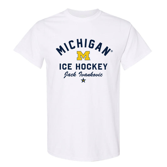 Michigan - NCAA Men's Ice Hockey : Jack Ivankovic - Classic Shersey T-Shirt-0