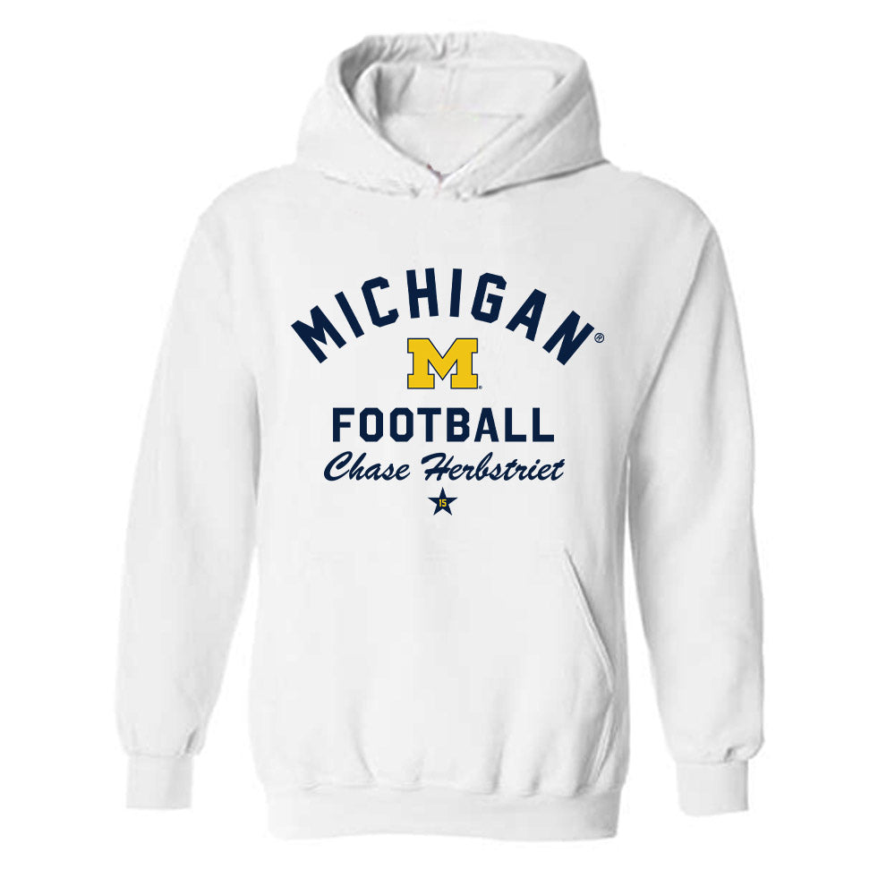 Michigan - NCAA Football : Chase Herbstriet - Classic Shersey Hooded Sweatshirt-0