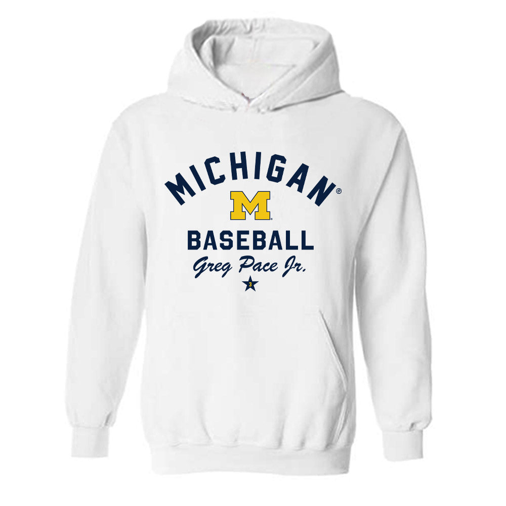 Michigan - NCAA Baseball : Greg Pace Jr. - Classic Shersey Hooded Sweatshirt-0