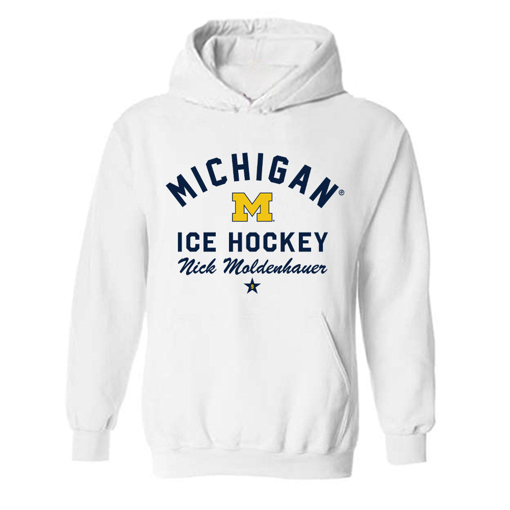 Michigan - NCAA Men's Ice Hockey : Nick Moldenhauer - Classic Shersey Hooded Sweatshirt-0