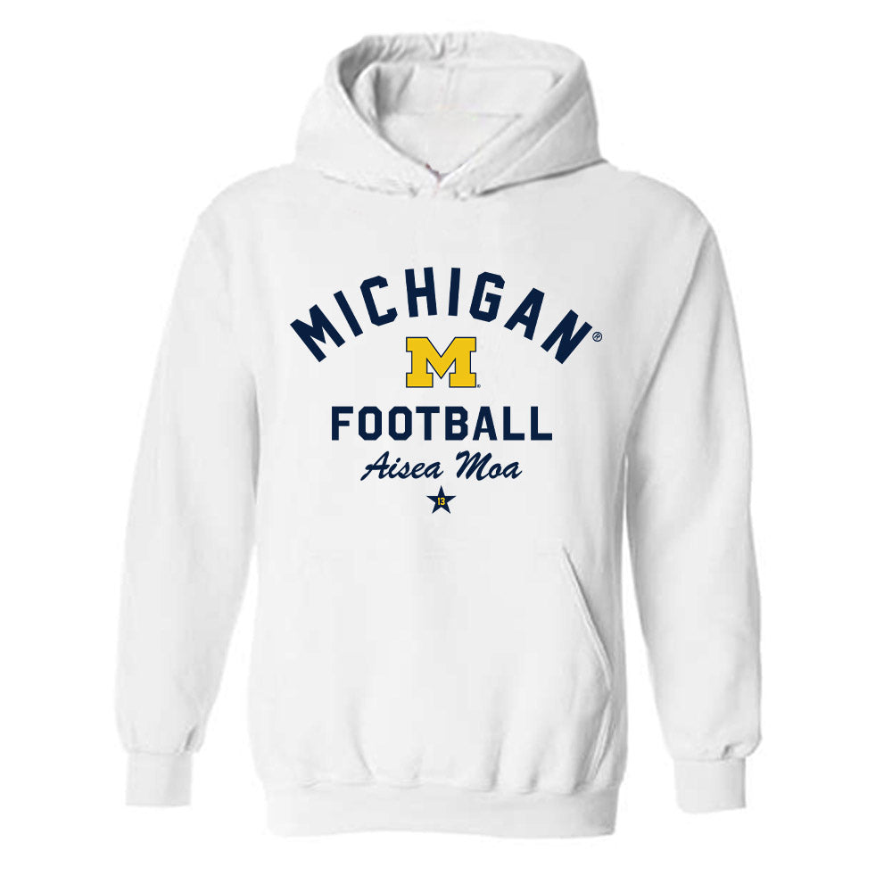 Michigan - NCAA Football : Aisea Moa - Classic Shersey Hooded Sweatshirt-0