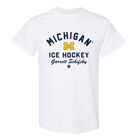Michigan - NCAA Men's Ice Hockey : Garrett Schifsky - Classic Shersey T-Shirt-0