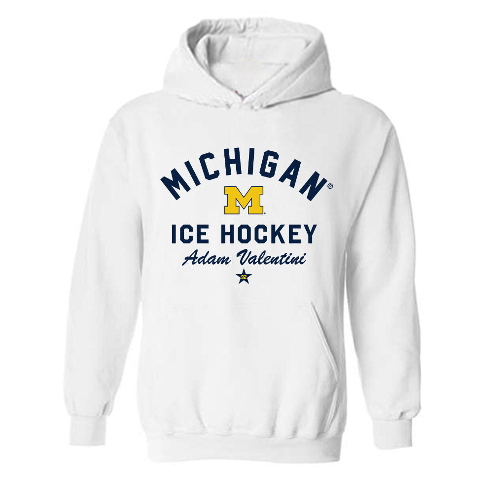 Michigan - NCAA Men's Ice Hockey : Adam Valentini - Classic Shersey Hooded Sweatshirt-0