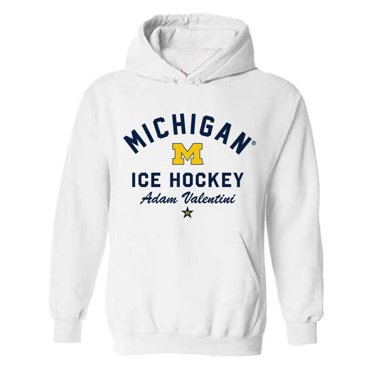 Michigan - NCAA Men's Ice Hockey : Adam Valentini - Classic Shersey Hooded Sweatshirt-0