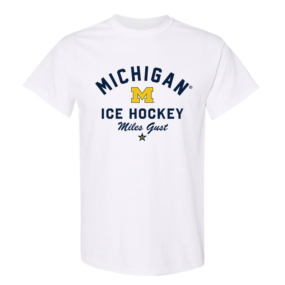 Michigan - NCAA Men's Ice Hockey : Miles Gust - Classic Shersey T-Shirt-0