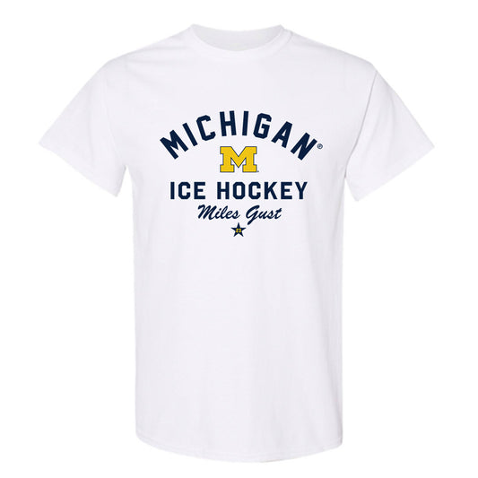 Michigan - NCAA Men's Ice Hockey : Miles Gust - Classic Shersey T-Shirt-0
