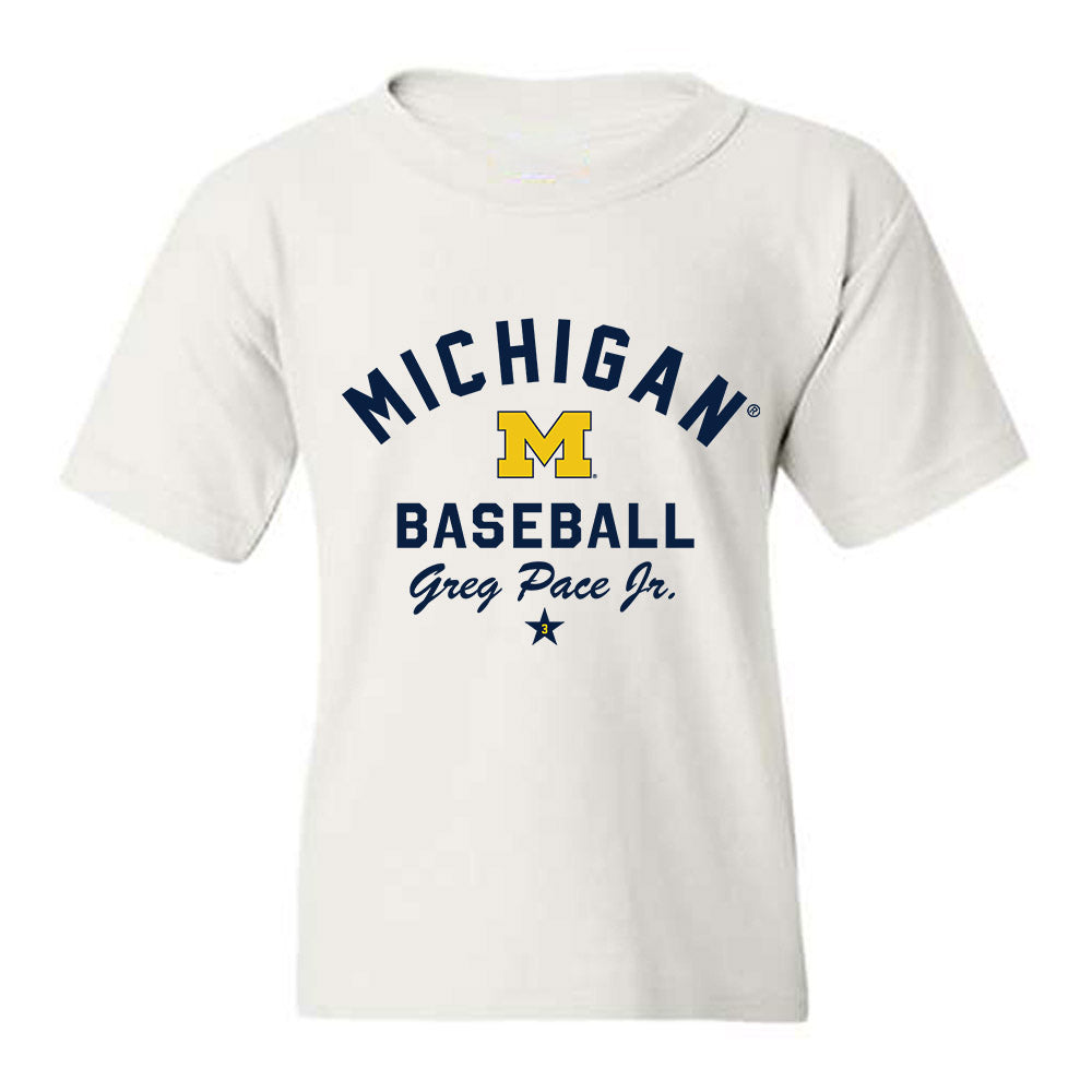 Michigan - NCAA Baseball : Greg Pace Jr. - Classic Shersey Youth T-Shirt-0