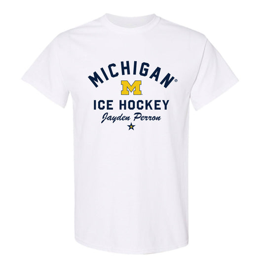 Michigan - NCAA Men's Ice Hockey : Jayden Perron - Classic Shersey T-Shirt-0