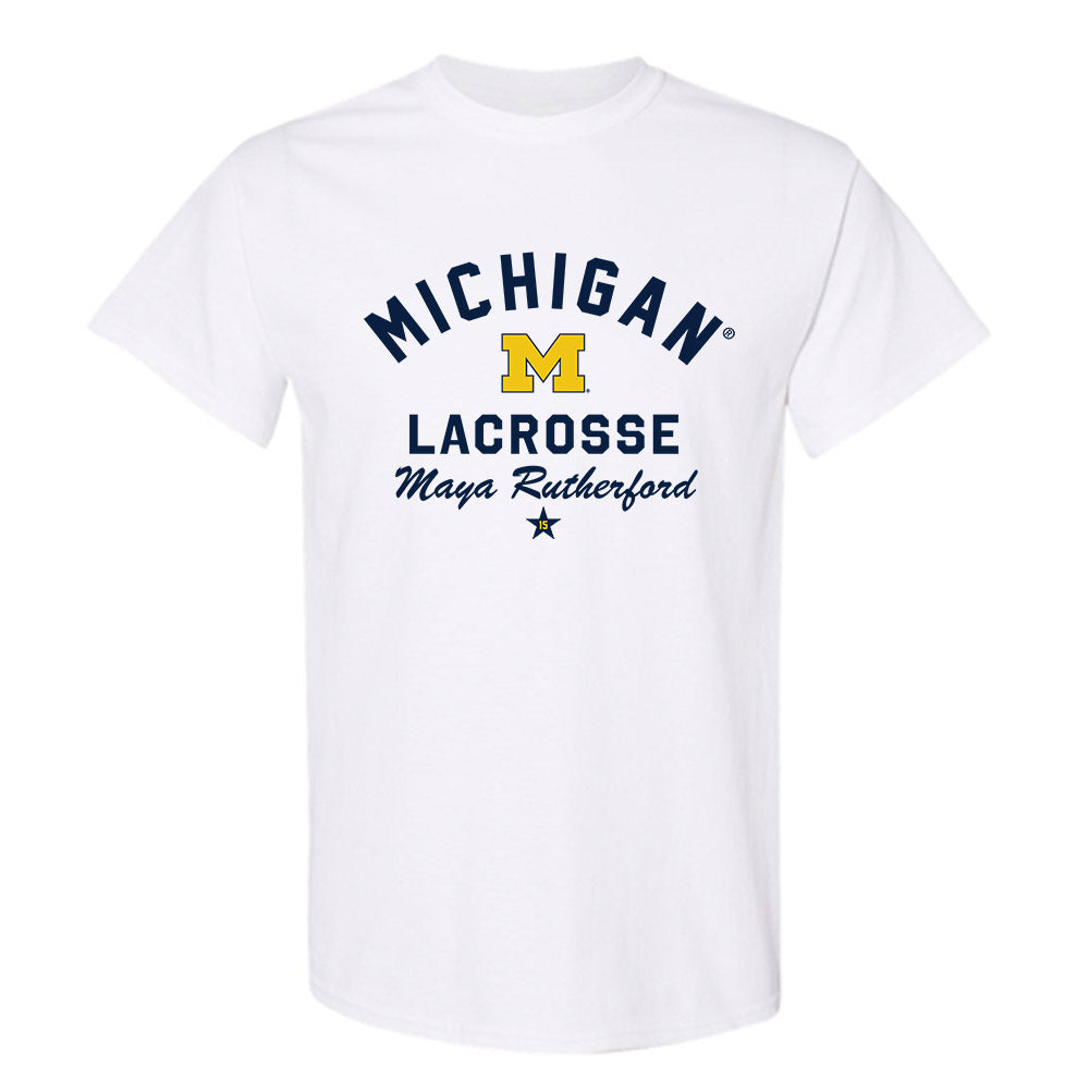 Michigan - NCAA Women's Lacrosse : Maya Rutherford - Classic Shersey T-Shirt-0