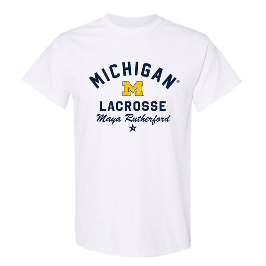 Michigan - NCAA Women's Lacrosse : Maya Rutherford - Classic Shersey T-Shirt-0