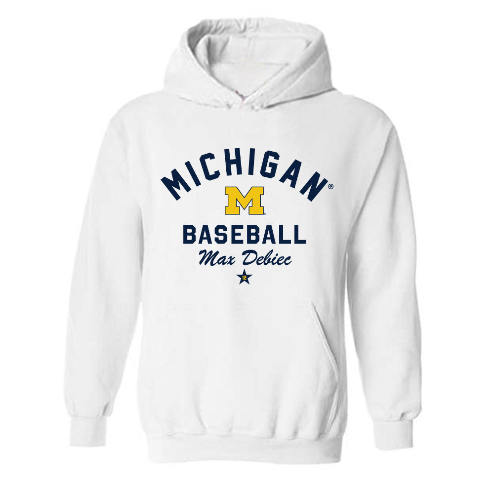 Michigan - NCAA Baseball : Max Debiec - Classic Shersey Hooded Sweatshirt-0
