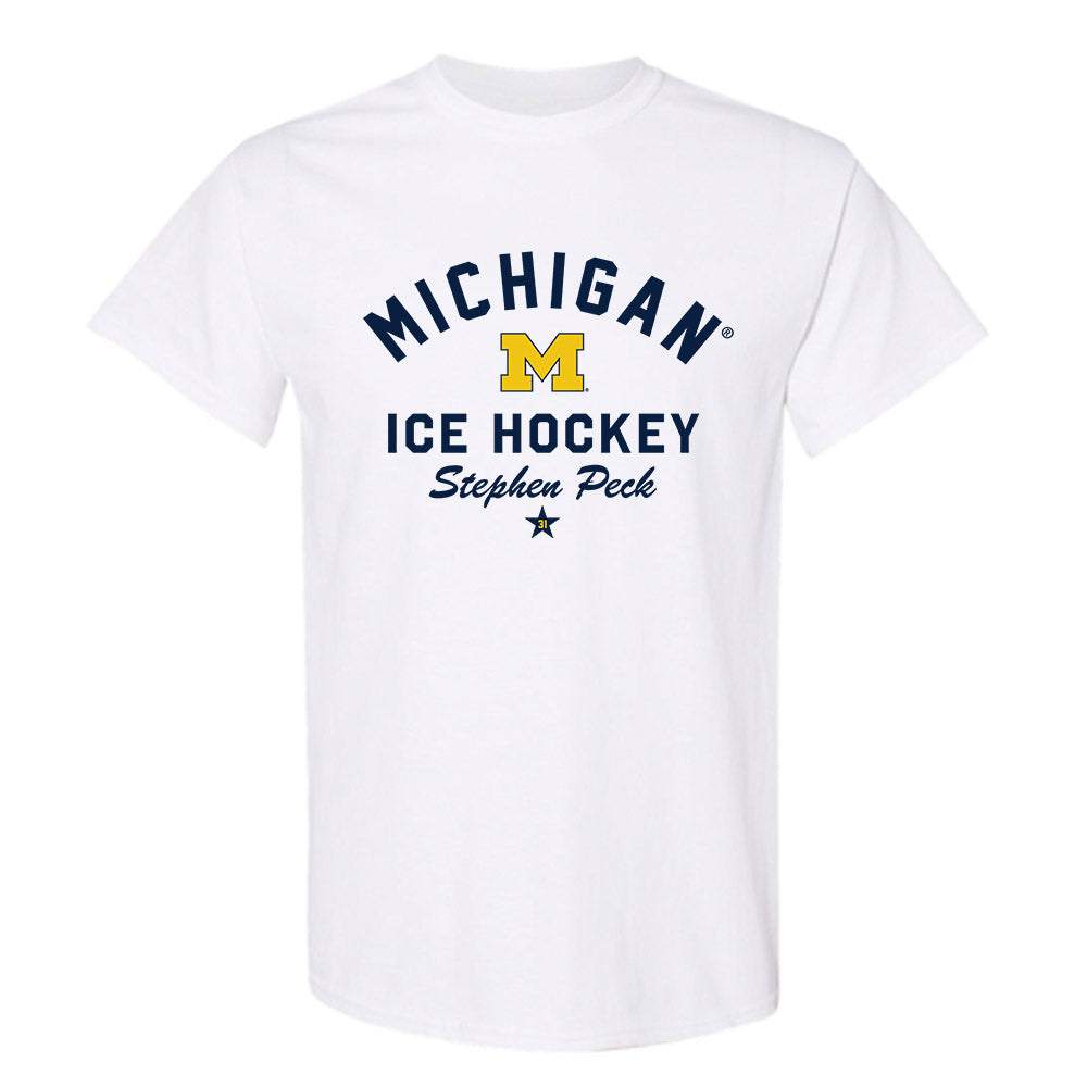 Michigan - NCAA Men's Ice Hockey : Stephen Peck - Classic Shersey T-Shirt-0