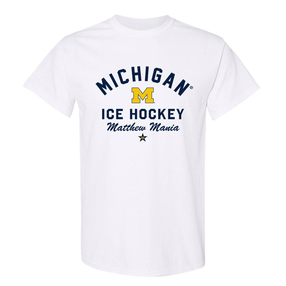 Michigan - NCAA Men's Ice Hockey : Matthew Mania - Classic Shersey T-Shirt-0