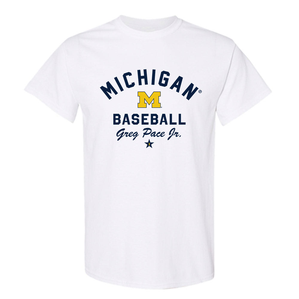 Michigan - NCAA Baseball : Greg Pace Jr. - Classic Shersey T-Shirt-0