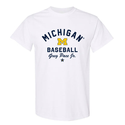 Michigan - NCAA Baseball : Greg Pace Jr. - Classic Shersey T-Shirt-0