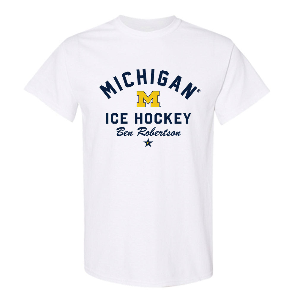 Michigan - NCAA Men's Ice Hockey : Ben Robertson - Classic Shersey T-Shirt-0