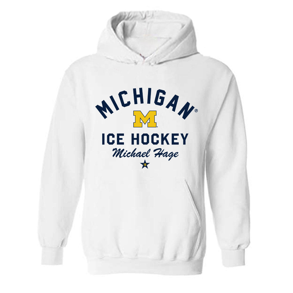 Michigan - NCAA Men's Ice Hockey : Michael Hage - Classic Shersey Hooded Sweatshirt-0