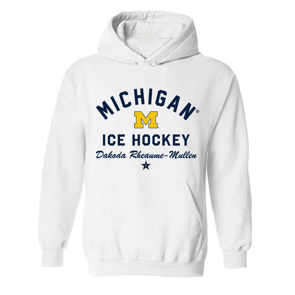Michigan - NCAA Men's Ice Hockey : Dakoda Rheaume-Mullen - Classic Shersey Hooded Sweatshirt-0