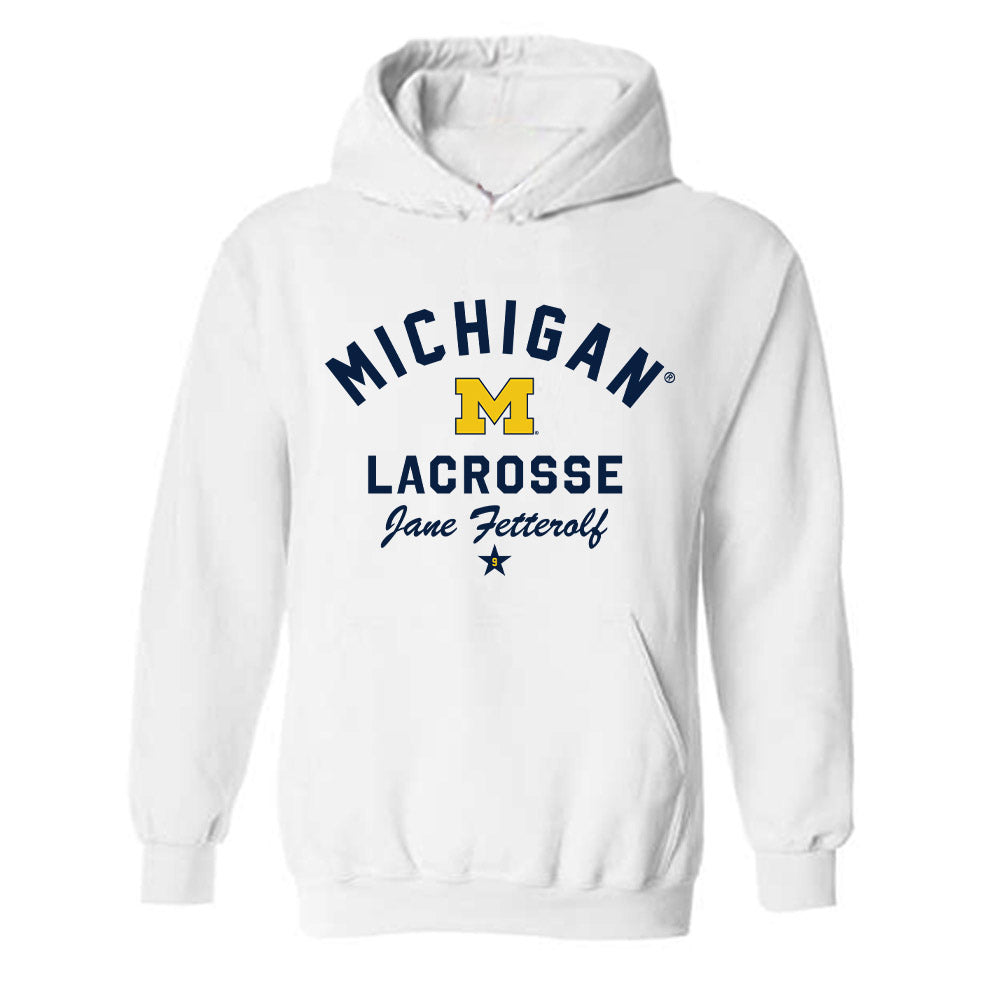 Michigan - NCAA Women's Lacrosse : Jane Fetterolf - Classic Shersey Hooded Sweatshirt-0