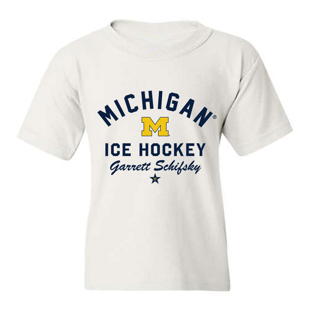 Michigan - NCAA Men's Ice Hockey : Garrett Schifsky - Classic Shersey Youth T-Shirt-0