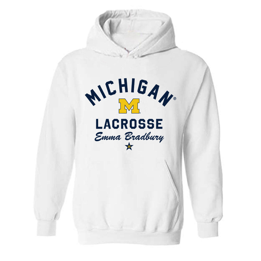 Michigan - NCAA Women's Lacrosse : Emma Bradbury - Classic Shersey Hooded Sweatshirt-0