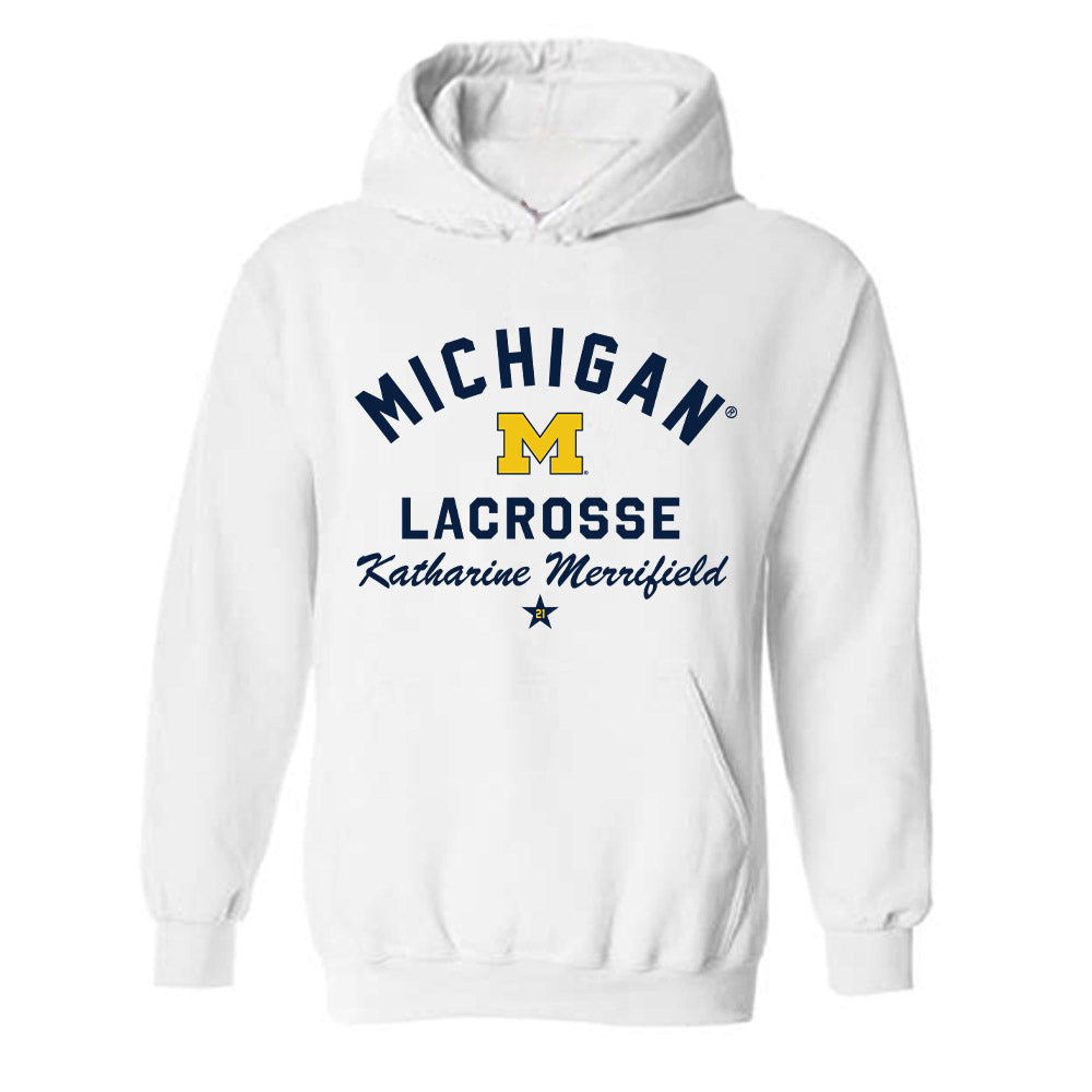 Michigan - NCAA Women's Lacrosse : Katharine Merrifield - Classic Shersey Hooded Sweatshirt-0