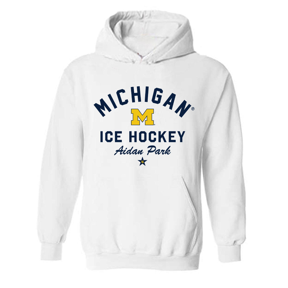 Michigan - NCAA Men's Ice Hockey : Aidan Park - Classic Shersey Hooded Sweatshirt-0