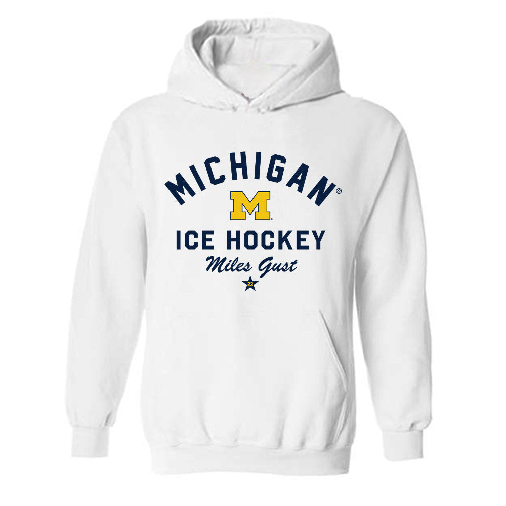 Michigan - NCAA Men's Ice Hockey : Miles Gust - Classic Shersey Hooded Sweatshirt-0