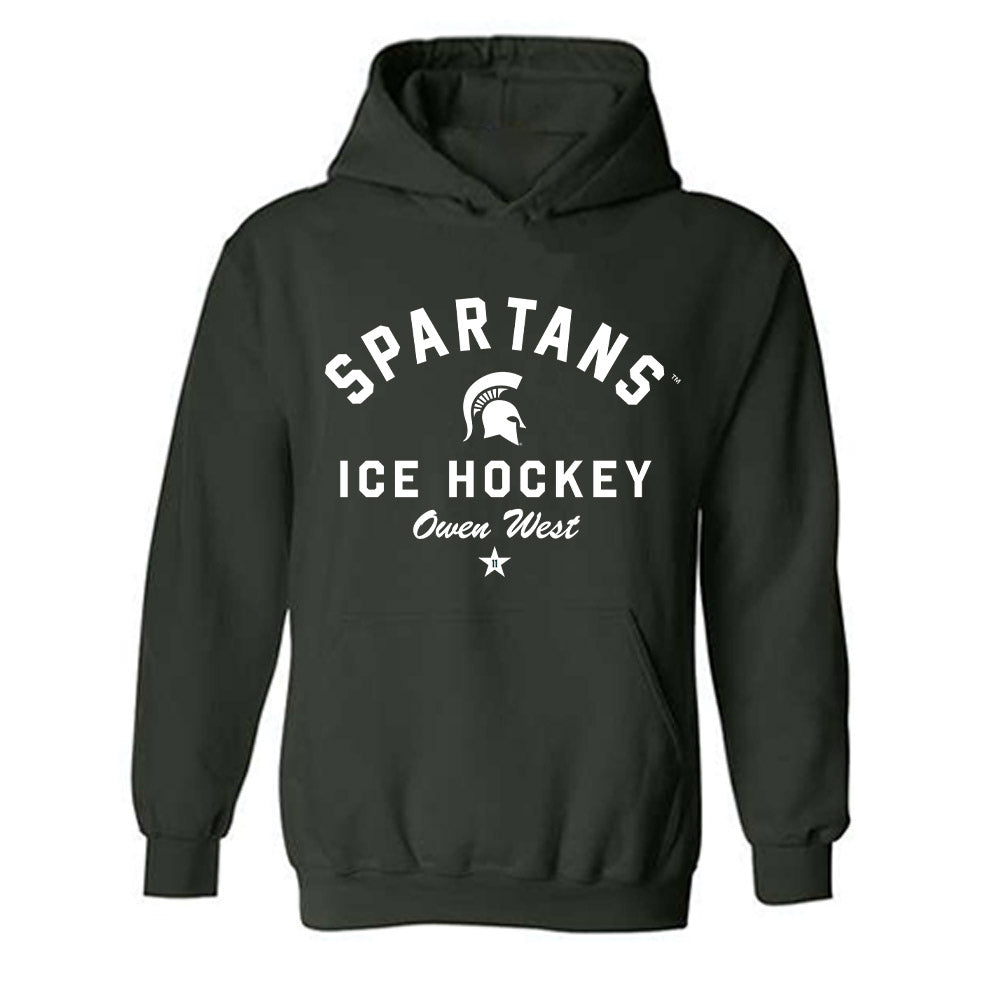 Michigan State - NCAA Men's Ice Hockey : Owen West - Classic Shersey Hooded Sweatshirt-0