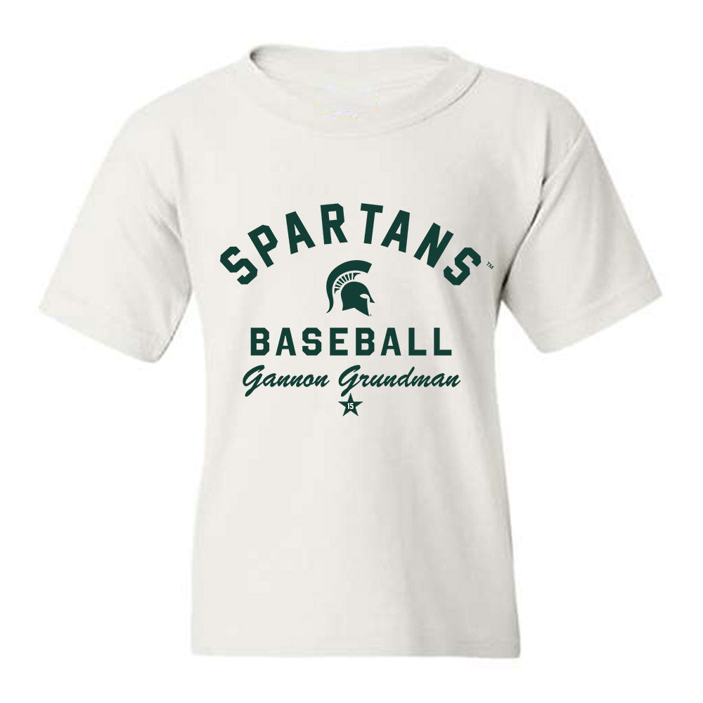 Michigan State - NCAA Baseball : Gannon Grundman - Classic Shersey Youth T-Shirt-0