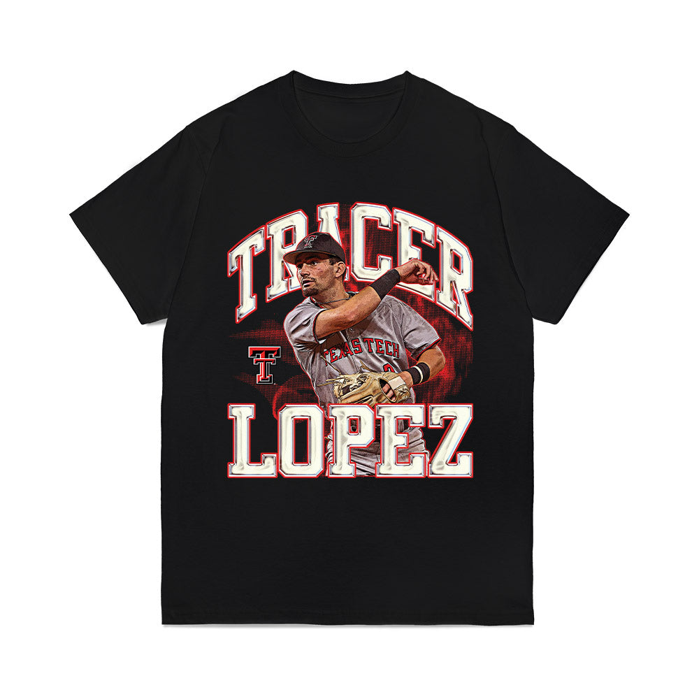 Texas Tech - NCAA Baseball : Tracer Lopez - Collage Comfort Colors T-Shirt-0
