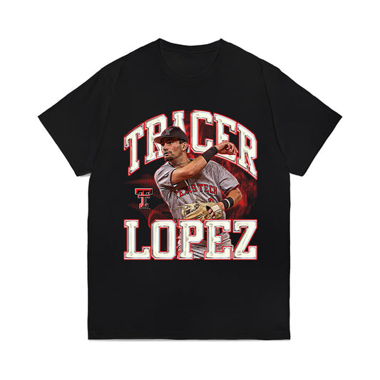 Texas Tech - NCAA Baseball : Tracer Lopez - Collage Comfort Colors T-Shirt-0