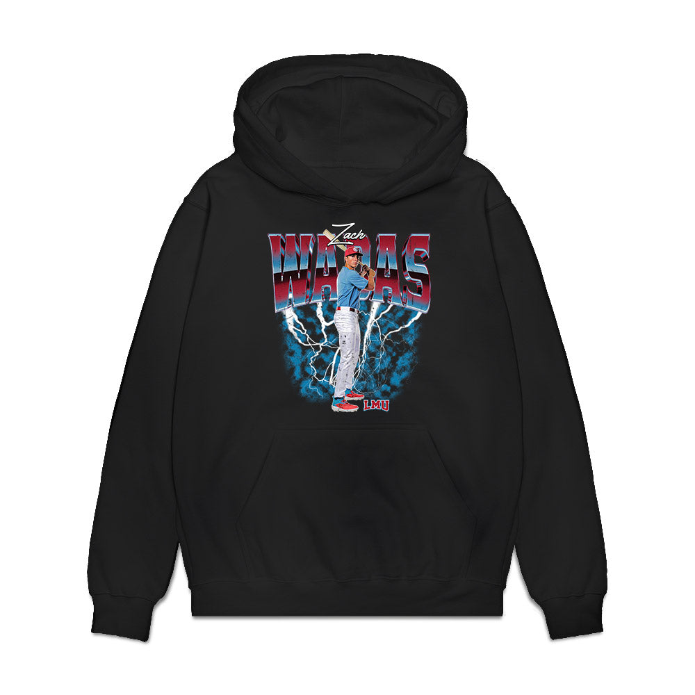 LMU - NCAA Baseball : Zach Wadas - Collage Premium Hooded Sweatshirt-0