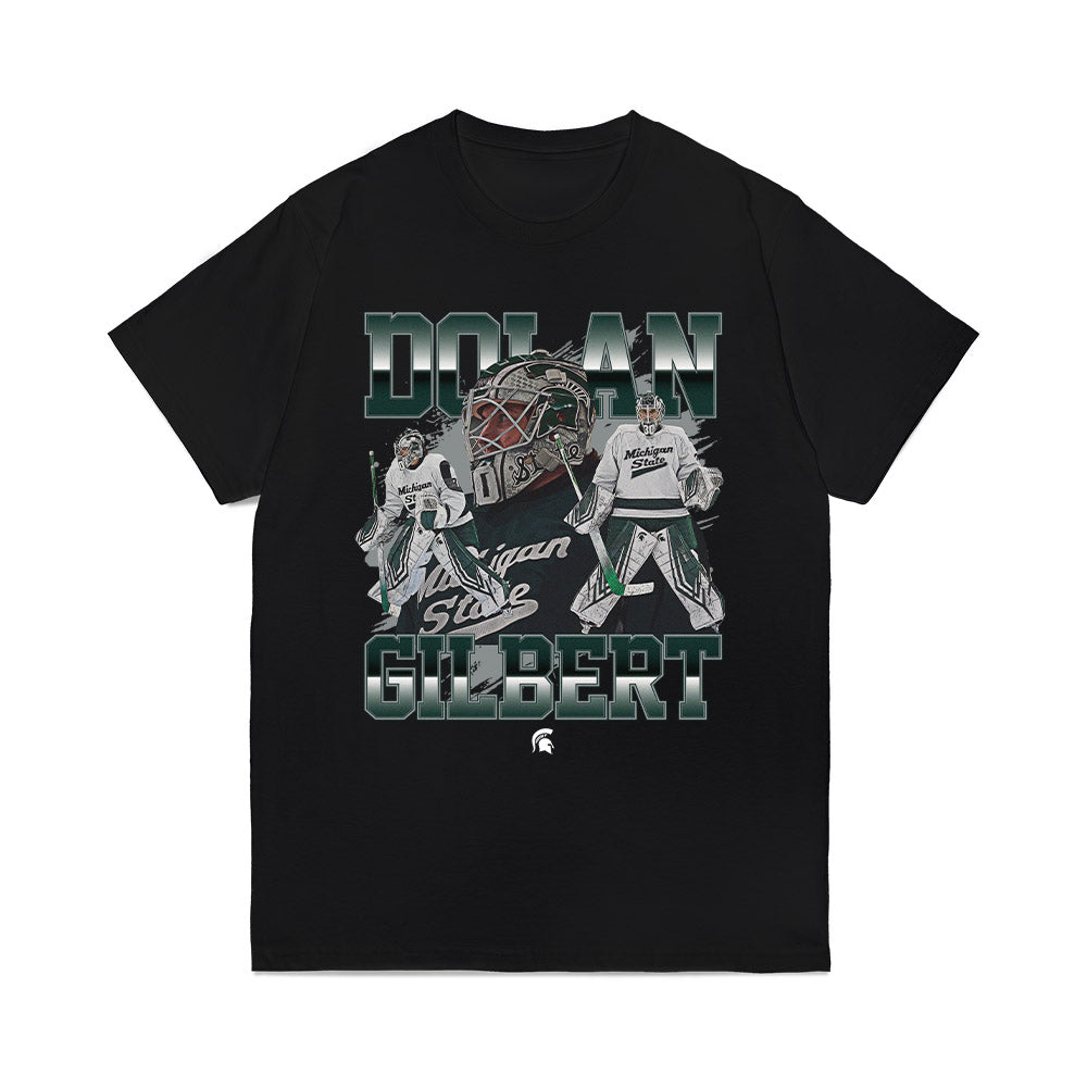 Michigan State - NCAA Mens Ice Hockey : Dolan Gilbert - Collage Comfort Colors T-Shirt-0
