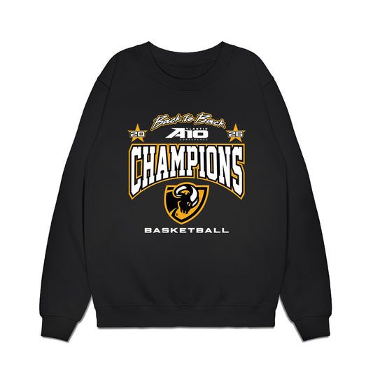 VCU - NCAA Men's Basketball : Stefan Plisnic - Back to Back A10 Champions Premium Crewneck Sweatshirt-0
