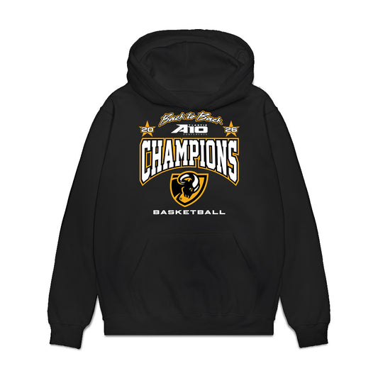VCU - NCAA Men's Basketball : Stefan Plisnic - Back to Back A10 Champions Premium Hooded Sweatshirt-0