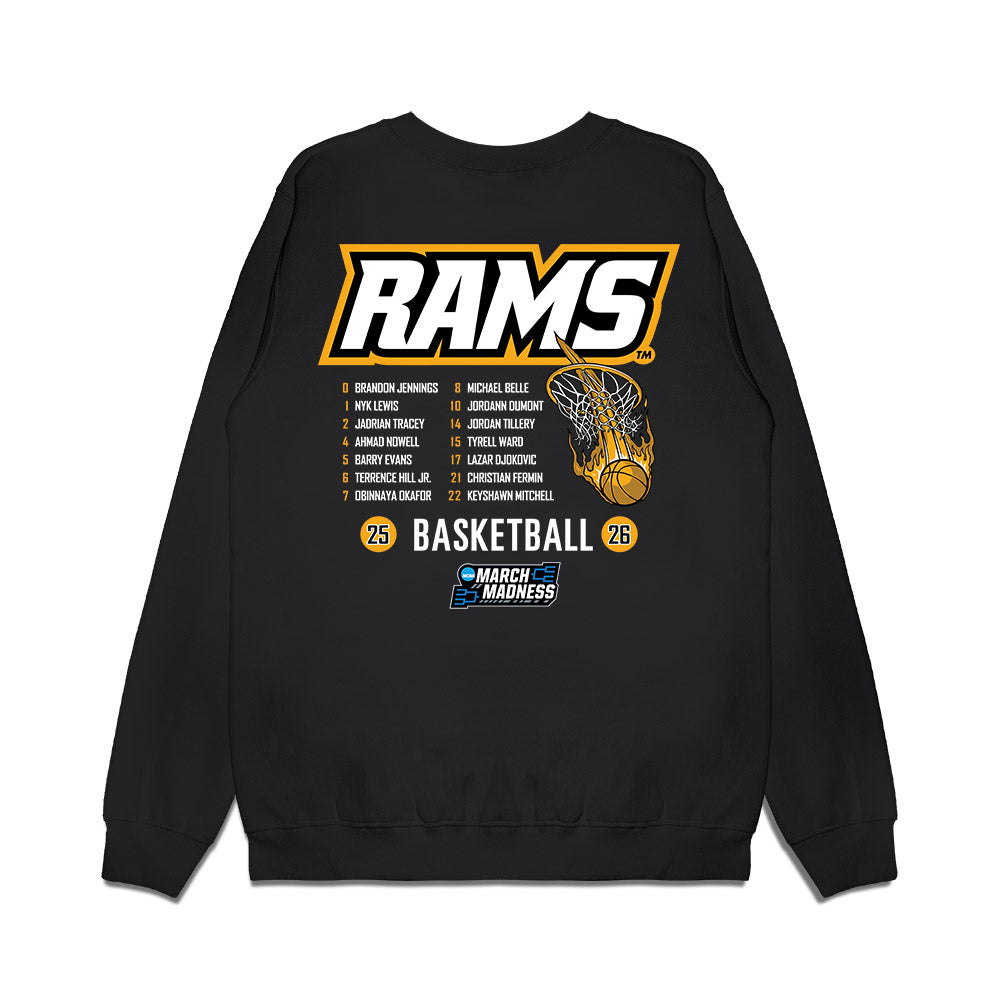 VCU - NCAA Mens Basketball - Roster NCAA® March Madness® 2026 Premium Crewneck Sweatshirt-1