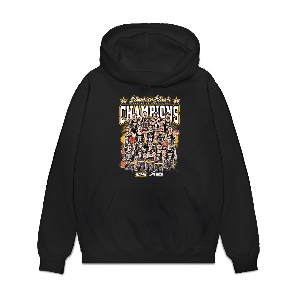 VCU - NCAA Men's Basketball : - A10 Champions Team Collage Premium Hooded Sweatshirt-0