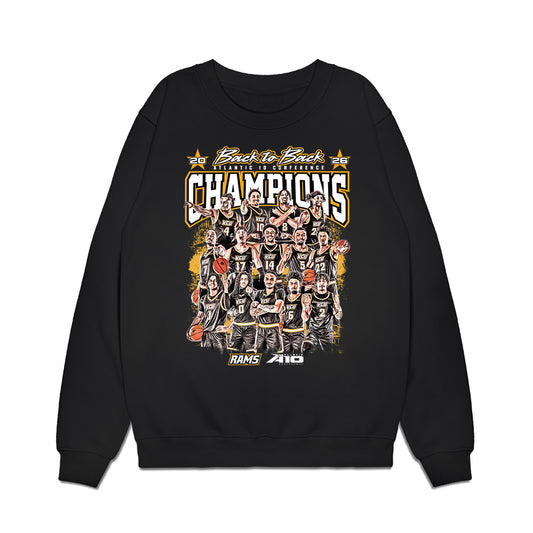 VCU - NCAA Men's Basketball : - A10 Champions Team Collage Premium Crewneck Sweatshirt-0