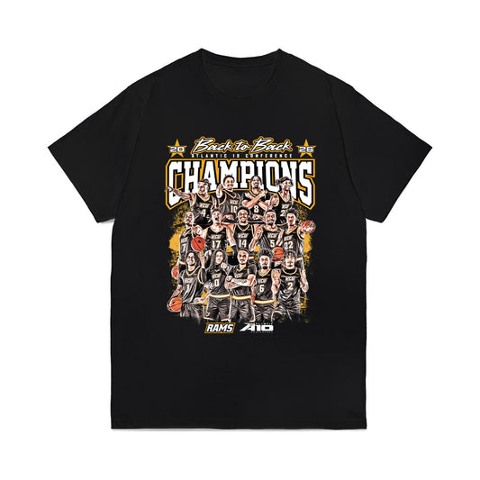VCU - NCAA Men's Basketball : - A10 Champions Team Collage Comfort Colors T-Shirt-0