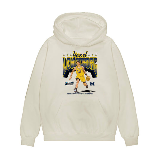 Michigan - NCAA Men's Basketball : Yaxel Lendeborg - Collage Premium Hooded Sweatshirt-0