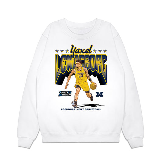Michigan - NCAA Men's Basketball : Yaxel Lendeborg - Collage Premium Crewneck Sweatshirt-0