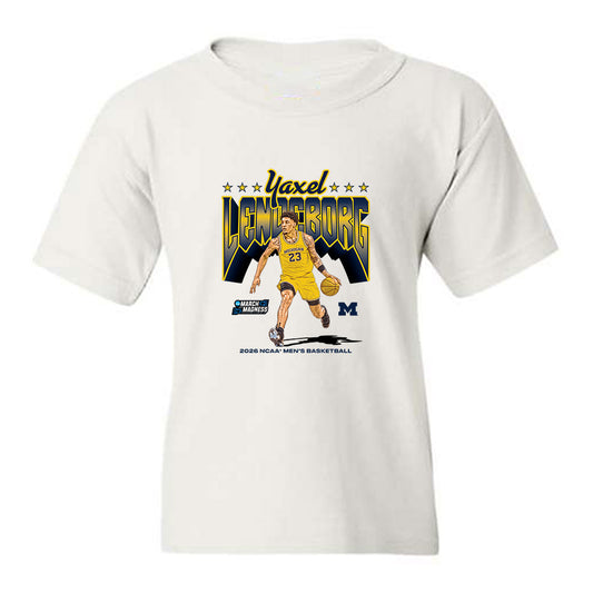 Michigan - NCAA Men's Basketball : Yaxel Lendeborg - Collage Youth T-Shirt-0