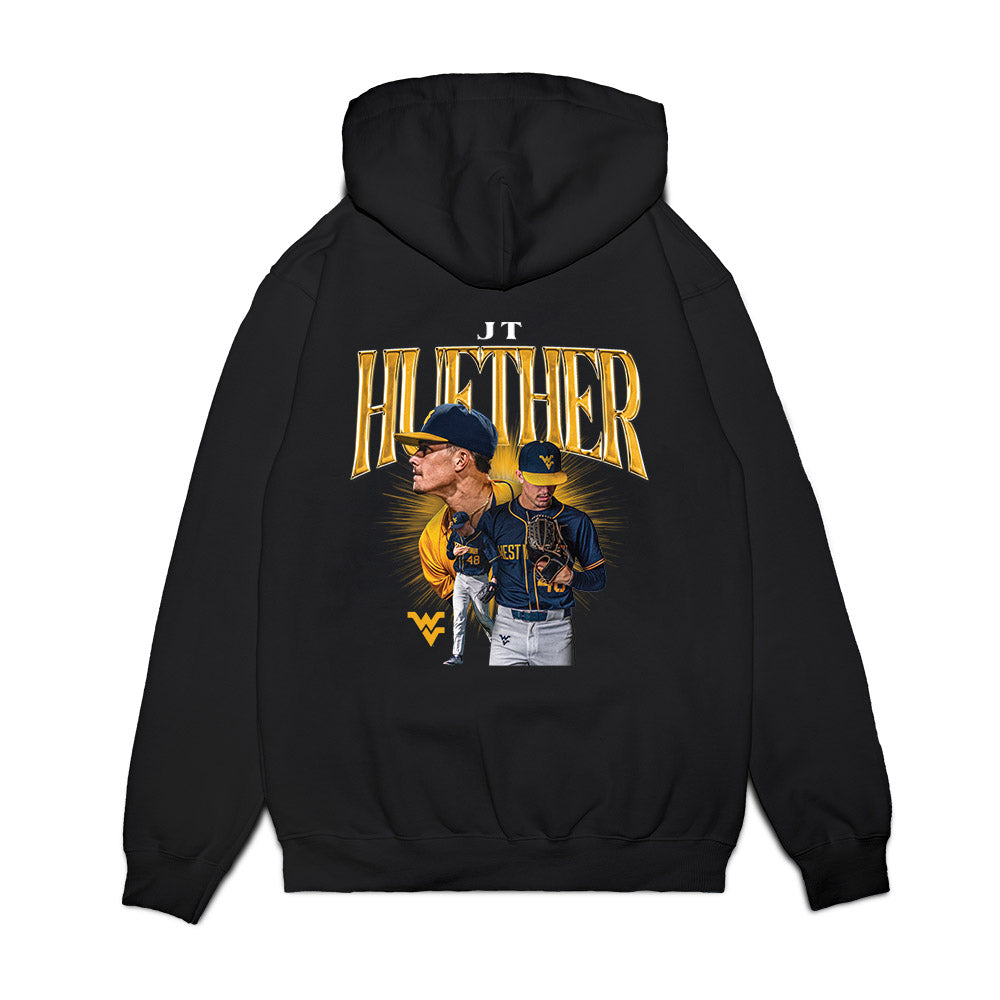 West Virginia - NCAA Baseball : JT Huether - Collage Premium Hooded Sweatshirt-1