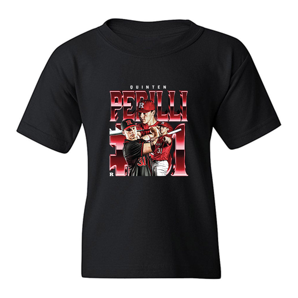 Rutgers - NCAA Baseball : Quinten Perilli - Collage Youth T-Shirt-0