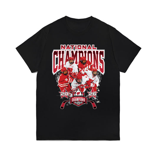 Wisconsin - NCAA Women's Ice Hockey : - National Champions Comfort Colors T-Shirt-0