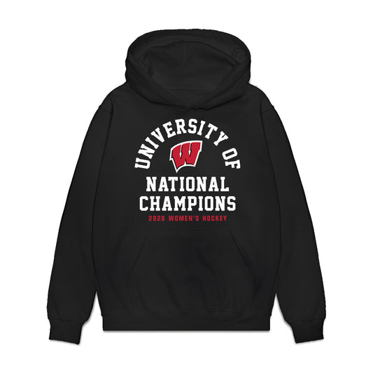 Wisconsin - NCAA Women's Ice Hockey : Margaret Scannell - 2026 National Champions Premium Hooded Sweatshirt-0