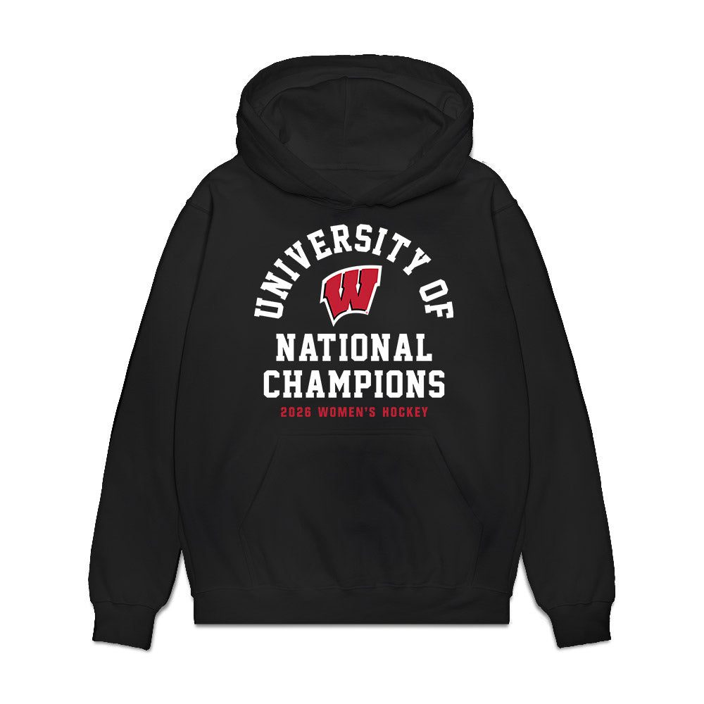 Wisconsin - NCAA Women's Ice Hockey : Chloe Baker - 2026 National Champions Premium Hooded Sweatshirt-0