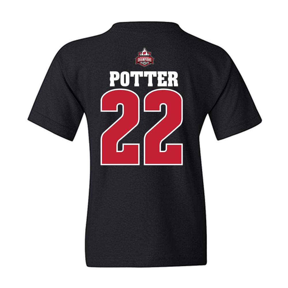 Wisconsin - NCAA Women's Ice Hockey : Laney Potter - 2026 National Champions Youth T-Shirt-1