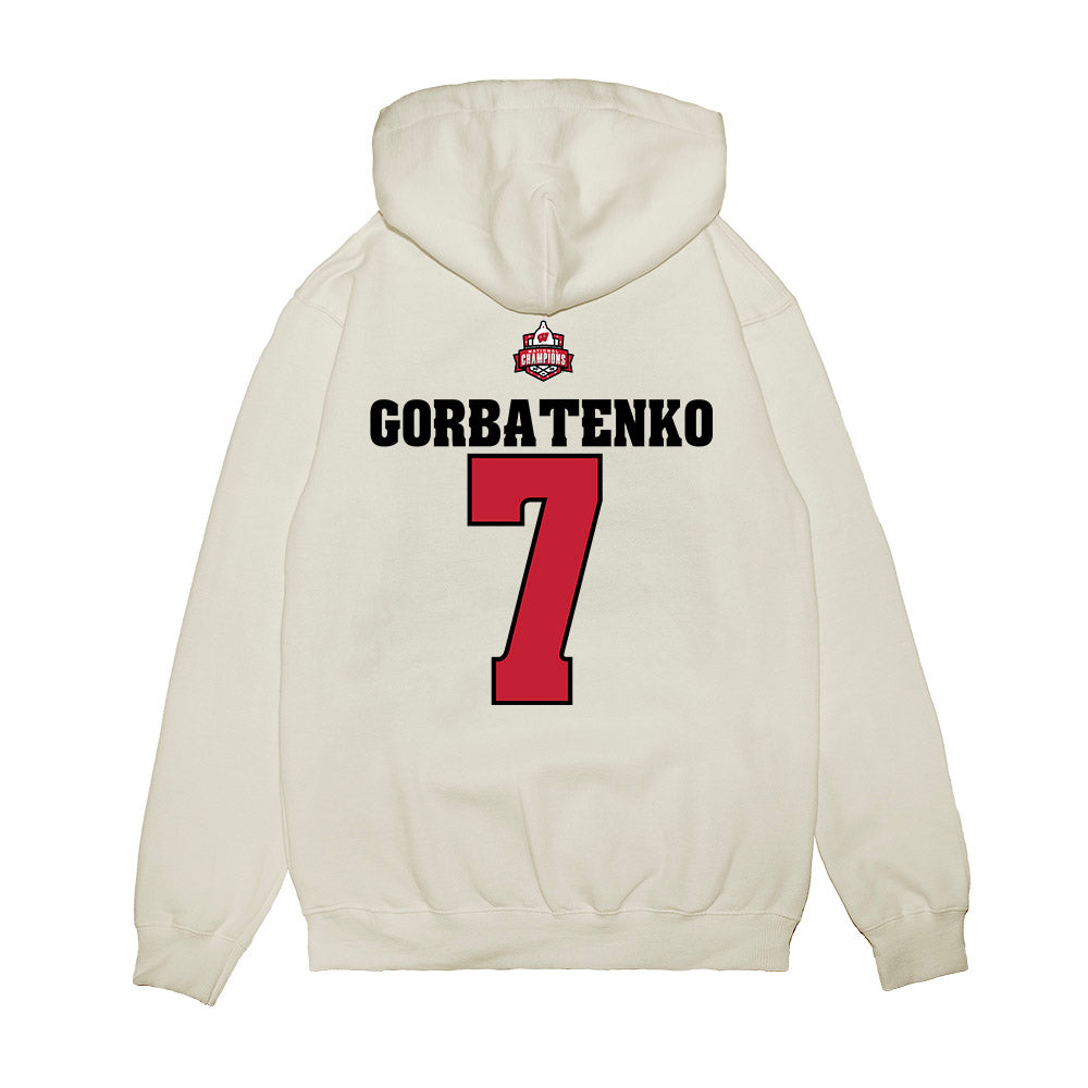 Wisconsin - NCAA Women's Ice Hockey : Kelly Gorbatenko - 2026 National Champions Premium Hooded Sweatshirt-1